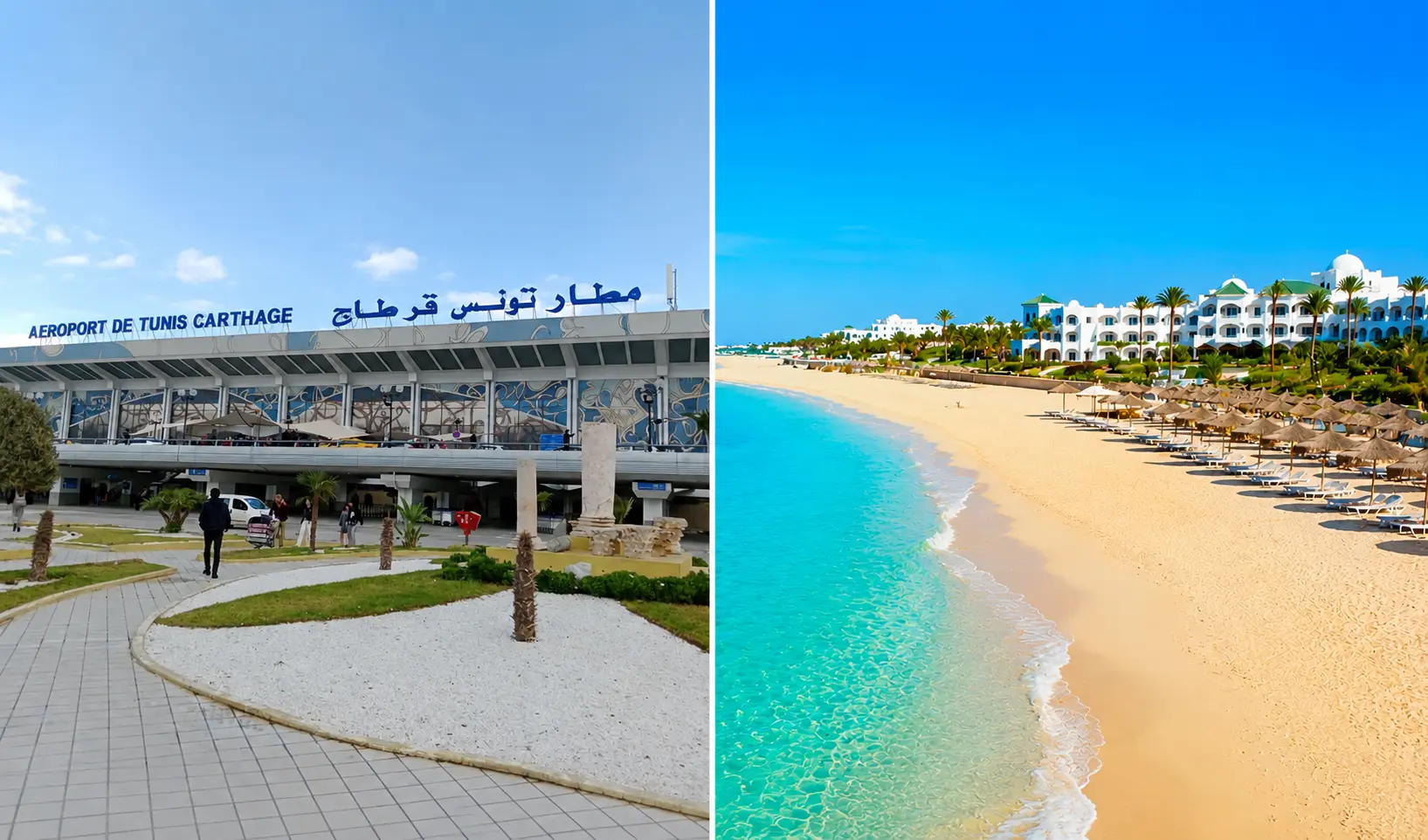 Berline de transfert privé depuis l'aéroport Tunis-Carthage vers les hôtels de Hammamet et Yasmine Hammamet