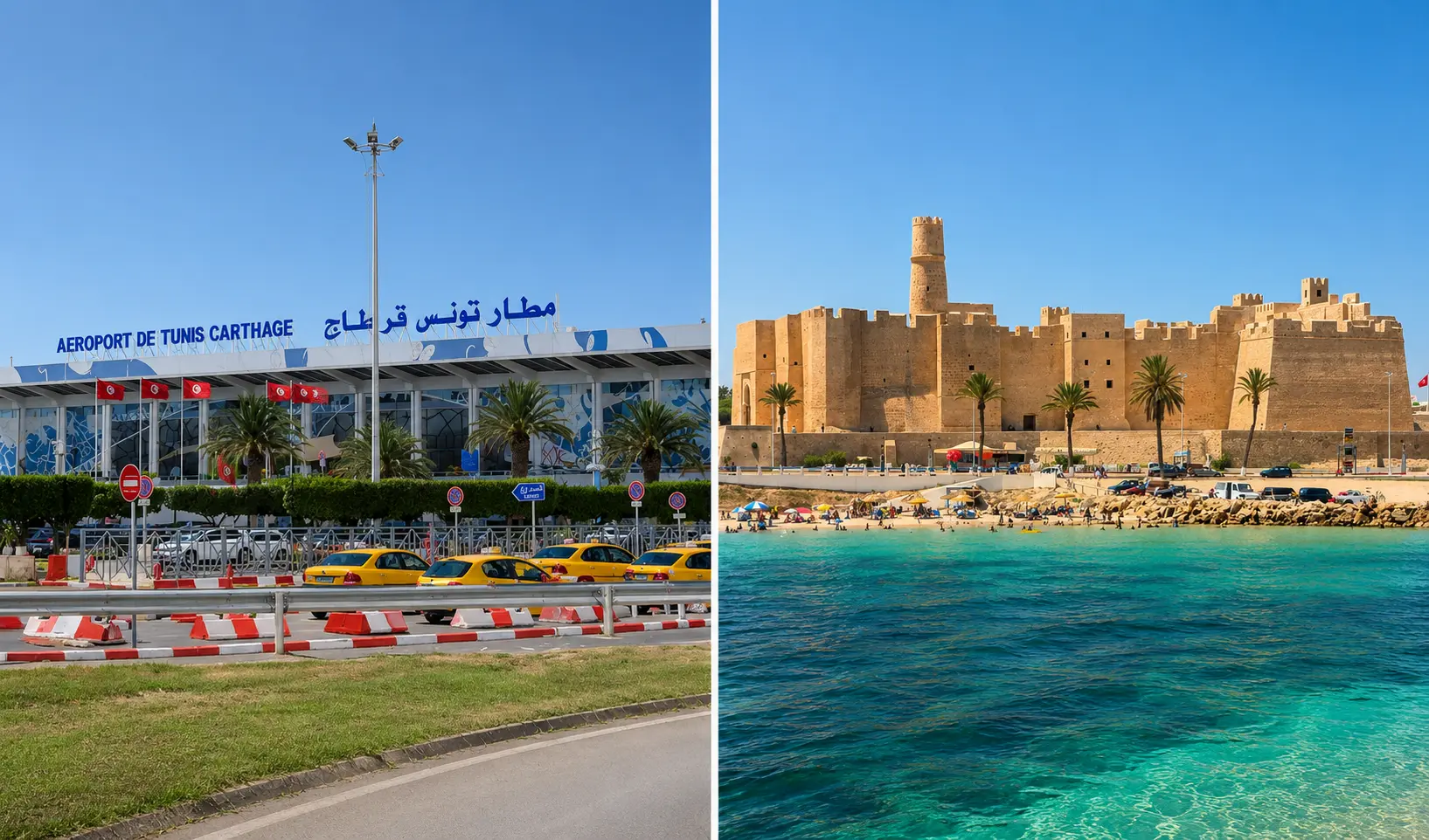 Berline de transfert privé depuis l'aéroport Tunis-Carthage vers Monastir et Skanes par les autoroutes A1 et A4